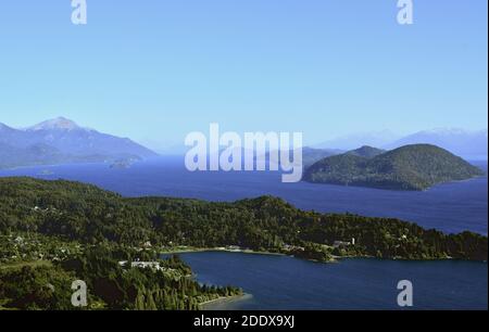 Areal View of Parque Nacional Nahuel Huapi near San Carlos de Bariloche, Argentina Stock Photo
