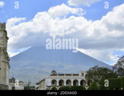 Volcano Agua close to the Town Antigua Guatemala, Guatemala Stock Photo