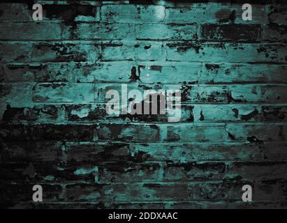 brick wall in tidewater green color Stock Photo