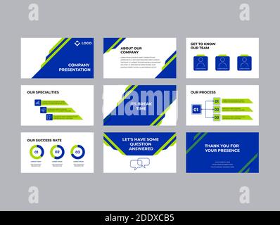 Company Investment Pitch Decks Vector Template Design. Elegant and Modern Styling to convince any message. Colorful Design and appealing business Stock Vector