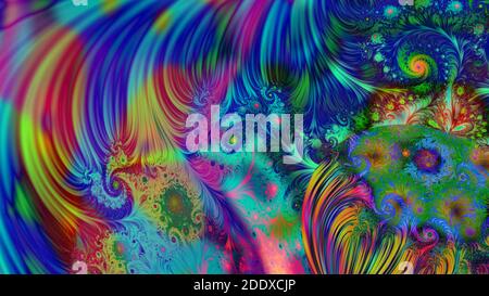 Abstract fractal multi-colored psychedelic background. For design and network Stock Photo