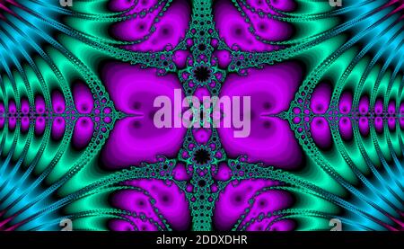 Abstract fractal neon psychedelic background. For design and network Stock Photo