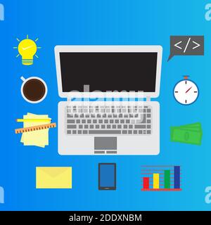 Freelancer illustration graphic flat design. Stock Vector