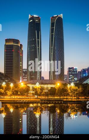 Chengdu city night scene Stock Photo