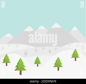 Flat design vector winter in the forest Stock Vector