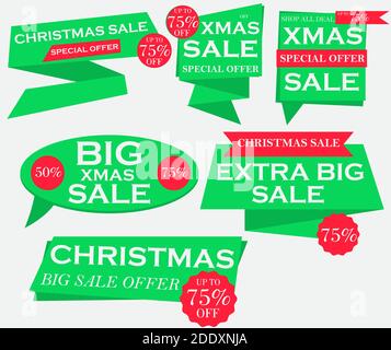 Set sale christmas price tag for banner and flyer. Stock Vector