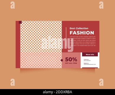 Modern red design social media and web banner template for digital marketing. Creative, minimalism and trendy style promotion concept Stock Vector