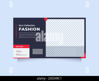 Minimalist and creative design web banner template for promotion. Trendy and Modern blue red design social media banner specially fashion product Stock Vector