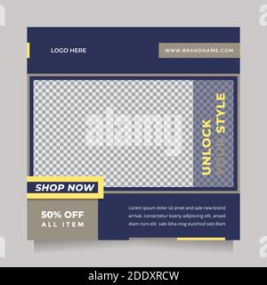 Creative design social media post and web banner template for digital marketing. Editable promotion design brand fashion Stock Vector