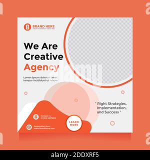 Modern and creative agency design social media post and banner promotion. Digital marketing agency, square flyer template, editable web banner  post Stock Vector