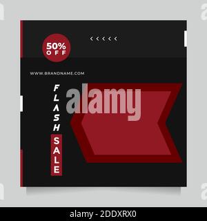 Black red Flash sale design social media post and web banner template for digital marketing. Editable promotion design brand fashion and other product Stock Vector