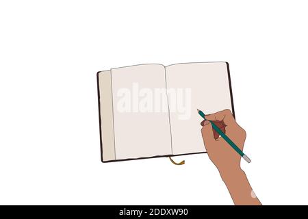 Notebook with pencil on a white background Stock Photo