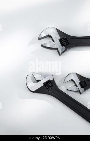 Black wrench on a white background Stock Photo