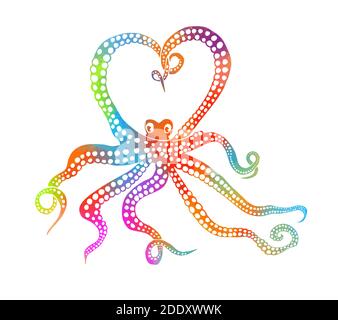vector illustration of monochrome octopus on football ball Stock Vector ...
