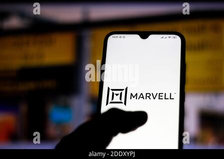 Brazil. 11th Jan, 2020. In this photo illustration the Marvell Technology Group logo seen displayed on a smartphone. Credit: SOPA Images Limited/Alamy Live News Stock Photo