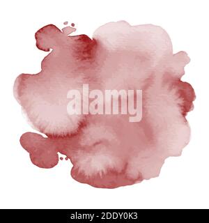 Dark red of stain splash watercolor hand-painted isolated on white background. Abstract artistic used as being an element in the decorative design of Stock Vector