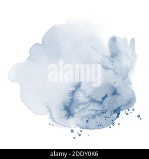 Stain blue of splash watercolor hand-painted isolated on white background. Abstract artistic used as being an element in the decorative design of invi Stock Vector