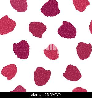 Vector line raspberry seamless pattern. Monochrome background berries for design Stock Vector