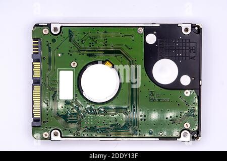Close up of internal hard disk drive or hdd of Laptop isolated on white background. Stock Photo