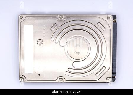 Close up of internal hard disk drive or hdd of Laptop isolated on white background. Stock Photo