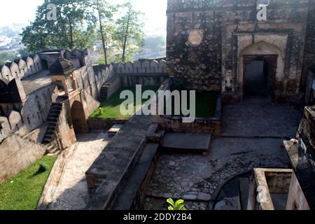 View of terraces and basement of Fort at Jhansi in Uttar Pradesh, India, Asia Stock Photo