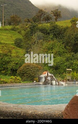 Hot springs swimming pools at Termas de Papallacta spa resort, in the Andes. Napo province east of Quito, Ecuador Stock Photo