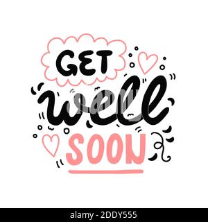 Get well soon, vector hand drawn lettering Stock Vector