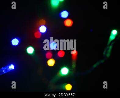 Colourful LED Christmas lights Stock Photo