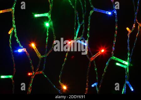 Colourful LED Christmas lights Stock Photo