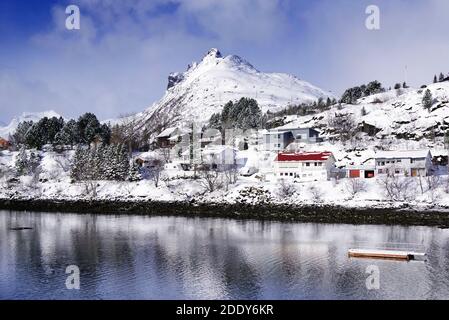 View of Svolvaer resort in winter time, Lofoten Archipelago, Norway, Europe Stock Photo
