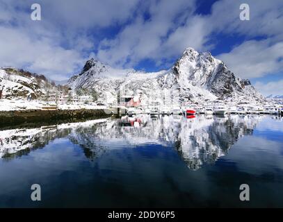 View of Svolvaer resort in winter time, Lofoten Archipelago, Norway, Europe Stock Photo