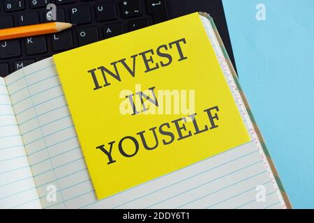 Text sign showing Invest In Yourself. Education concept photo Improve your Skills take courses Do masters Stock Photo