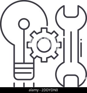 Fix problem icon, linear isolated illustration, thin line vector, web design sign, outline concept symbol with editable stroke on white background. Stock Vector