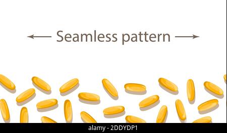 The seamless pattern with omega-3 capsules. Fish oil. Stock Vector