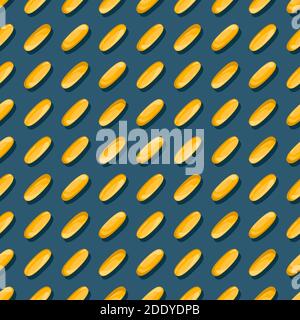 The seamless pattern with omega-3 capsules. Fish oil. Stock Vector