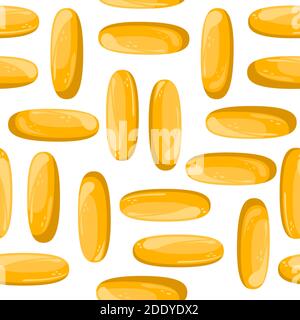 The seamless pattern with omega-3 capsules. Fish oil. Stock Vector