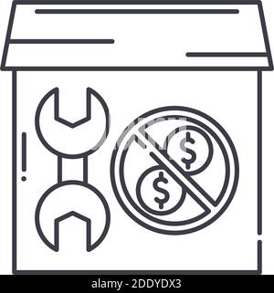 Fix free icon, linear isolated illustration, thin line vector, web design sign, outline concept symbol with editable stroke on white background. Stock Vector