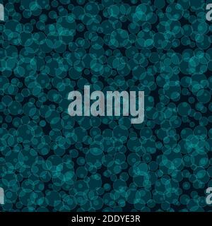 Seamless background with cyan transparent glowing bubbles on dark background Stock Vector
