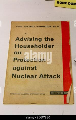 The Civil Defence Handbook no 10 'Advising Householder on Protection against Nuclear Attack', Thorpe Camp Visitor Centre, Lincolnshire, UK. Stock Photo