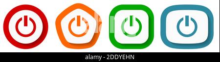 Set of flat design vector power buttons, switch symbol illustration in eps 10 Stock Vector