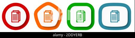 Set of flat design vector document icons, peper symbol illustration in eps 10 Stock Vector