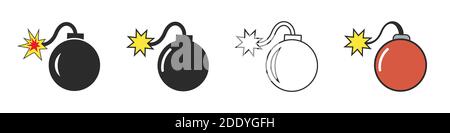 Set of vector bomb symbols isolated on white background. Stock Vector