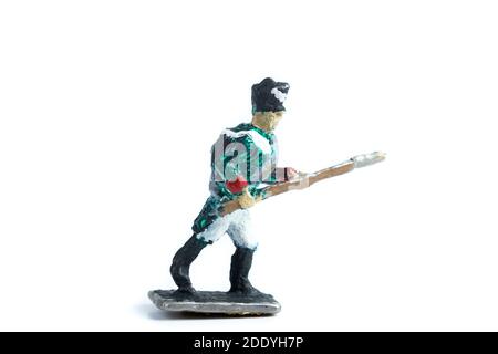 Image of vintage tin soldier on the white background Stock Photo