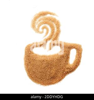 Brown sugar of the shape of a cup isolated on white background Stock Photo