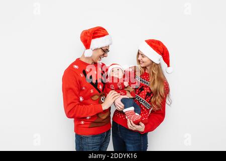 Mom dad and outlet baby matching christmas jumpers