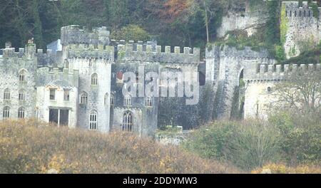 Gwrych Castle setting up cyclone for I’m a celebrity trial credit Ian Fairbrother/Alamy stock photos Stock Photo
