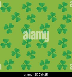 Clovers seamless pattern in green color. Vector illustration textile print. Stock Vector