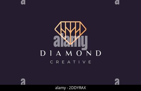 creative abstract diamond logo in modern and luxury style with gold color Stock Vector