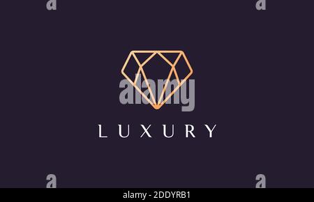 luxury diamond logo shaped simple and modern with gold color Stock Vector