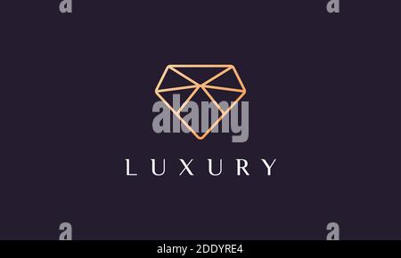 gem logo shaped simple and modern with luxury gold color Stock Vector